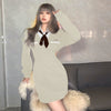 girl student shirt skirt College style waist slim tie dress Rac
