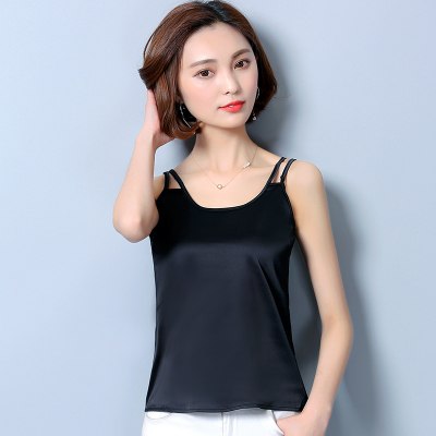 Summer Women Tank Tops 2022 Fashion Silk blouse Slim Sleeveless blusa feminina Co Tees shirts Plus Size 3XL