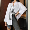 harajuku BF style women Blouses character printing blouses Shirts long sleeve turn-down collar Blusas Mujer