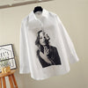 harajuku BF style women Blouses character printing blouses Shirts long sleeve turn-down collar Blusas Mujer