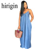 hirigin 2022 Women Lady Boho Backless Summer Long Denim Maxi Dress Women Jean Dresses Loose Strapless Vestidos Plus stockout