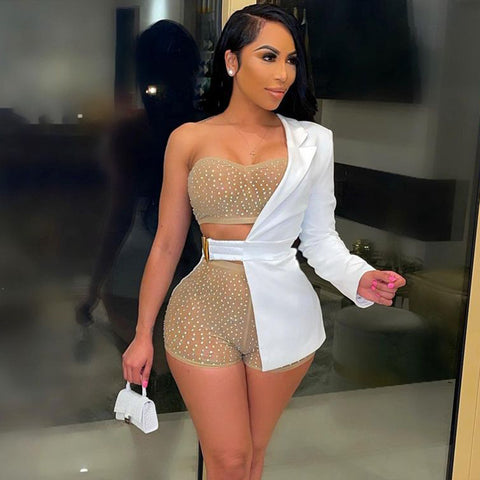 hirigin Asymmetric Coat Solid Suit Jacket One Shoulder Sexy Club OL Office Outwear Elegant Outfit Fitness Long Sleeve Blazer