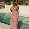 Floral Printed Spaghetti Strap Long Maxi Dresses for Women Summer  Holiday Elegant Boho Sundresses
