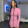 Long Sleeve Ribbed Bodycon Women Party Dresses Autumn Winter 2022  Skinny Solid Mini Dress O-Neck Sexy Clubwear