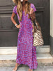 Tie Dye Gradient Casual Maxi Dress Summer Women Short Sleeve Loose Long Dress Plus Size Ethnic Style Print Dress