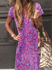 Tie Dye Gradient Casual Maxi Dress Summer Women Short Sleeve Loose Long Dress Plus Size Ethnic Style Print Dress