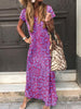 Tie Dye Gradient Casual Maxi Dress Summer Women Short Sleeve Loose Long Dress Plus Size Ethnic Style Print Dress