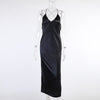 Satin Silky Spaghetti Strap Summer Split Midi Dress Elegant Sleeveless Backless Club Party Outfits Sexy Dresses