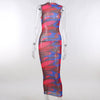 hirigin Sexy Chic Abstract Print Sheer Mesh Bodycon Maxi Dresses for Women 2022 Summer Beach Vacation Outfits