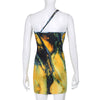 Sleeeveless Mini Dresses One Shoulder Print Clubwear One Shoulder Female Bodycon Dress Sexy Casual Women Clothing