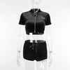 hirigin Solid Velvet Slim Zipper Bandage Crop Top Mini Shorts 2 Pieces Set 2023 Fall Winter Women Casual Outfits Y2K