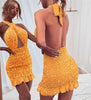 Summer Dress Dot Halter Neck  Summer Tank Dress Sleeveless Party Club Hollow Out  Streetwear Backless Dresses