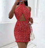 Summer Dress Dot Halter Neck  Summer Tank Dress Sleeveless Party Club Hollow Out  Streetwear Backless Dresses