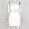 Summer Sexy Solid Hollow Out Strapless Sheath Pencil Mini Dress Bodycon Club Casual brandy Women corset clothes