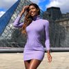 Women Autumn Long Sleeve Turtleneck Knitted Dress Knitwear    Casual Bodycon Outfits vestido