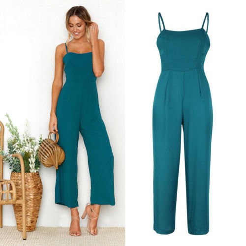 Women Fashion Slim Sleeveless Suspender Jumpsuit Casual Rompers Size S to XL