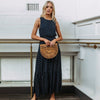 Women Summer Boho Casual Sleeveless  Dress Homewear Polka-dot Party Beach  Long Maxi Navy Dress Sundress  Drop