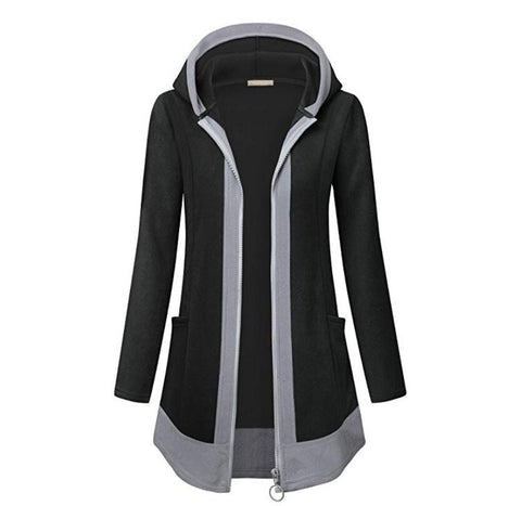 autumn European and American women  zipper Casual long sleeve Pocket hooded sweater Office Lady Jacket  coat top