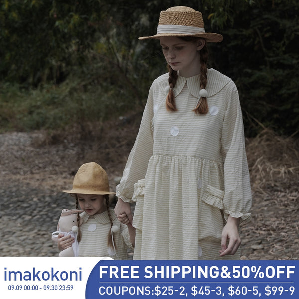 imakokoni original design light green thin doll collar dress simple Japanese female 202952