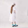 imakokoni original design white cotton edge bow short-sleeved dress mid-length sweet beauty summer