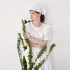 imakokoni original design white cotton edge bow short-sleeved dress mid-length sweet beauty summer