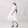 imakokoni original design white cotton edge bow short-sleeved dress mid-length sweet beauty summer