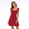 Summer Dress Women's Off The Shoulder Knitting Cotton Mini Short Dress Sexy Sleeveless Red Bandage Dresses INM272