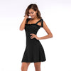Summer Dress Women's Off The Shoulder Knitting Cotton Mini Short Dress Sexy Sleeveless Red Bandage Dresses INM272