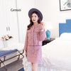 jacket asymmetrical pearls tweed skirt suit runway tweed suit runway autumn winter women 2 piece set