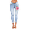 jeans embroidery pantalones vaqueros mujer Jeans pantalones de mujer denim Pencil Pants Female ripped jeans para mujeres beg