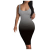 ladies sexy Gradient bodycon dress Women Summer Print Tank U-neck Dress female plus size Sleeveless Midi Club Dress vestidos