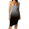 ladies sexy Gradient bodycon dress Women Summer Print Tank U-neck Dress female plus size Sleeveless Midi Club Dress vestidos