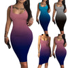 ladies sexy Gradient bodycon dress Women Summer Print Tank U-neck Dress female plus size Sleeveless Midi Club Dress vestidos