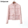 new arrival autumn winter women pearls tassel button tweed jacket coats high quality luxury brand runway jackets H0831