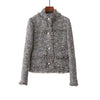 new arrival autumn winter women pearls tassel button tweed jacket coats high quality luxury brand runway jackets H0831