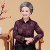 long sleeves casual chemise spring fall middle age women blouse plus size mother printed button top female shirt grandma clothes