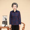 long sleeves casual chemise spring fall middle age women blouse plus size mother printed button top female shirt grandma clothes