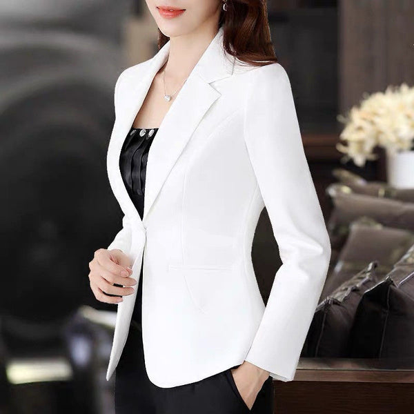 (made by yihaodi) 20232spring and Autumn Korean Mini suit women's long sleeve short slim casual temperament White Mini suit