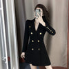 made by yihaodi) suit dress women's 2022 spring and autumn French design sense minority black double breasted long sleeve wa