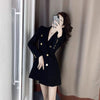 made by yihaodi) suit dress women's 2022 spring and autumn French design sense minority black double breasted long sleeve wa