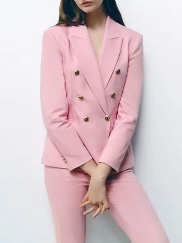 multi-color women's clothing fashionable atmosphere wild temperament straight casual double-breasted suit jacket