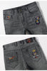 Short Men Jeans Business Denim Casual Embroidery  Stretching Thin Soften Cotton Short Jeans Straight