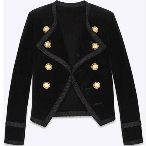 new Velvet Blazer Women Slim Long Sleeve ladies Blazer  Formal Suit jacket Women Gold Button
