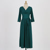 comfortable v-neck party formal dress temperamental solid wild basic cute bow holiday long a-line dress