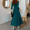 comfortable v-neck party formal dress temperamental solid wild basic cute bow holiday long a-line dress