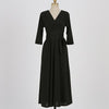 comfortable v-neck party formal dress temperamental solid wild basic cute bow holiday long a-line dress
