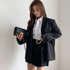 comfortable casual skirt suits  Double breasted blazer and mini skirt solid elegant skirt suits