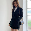 comfortable casual skirt suits  Double breasted blazer and mini skirt solid elegant skirt suits