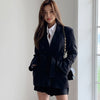 comfortable casual skirt suits  Double breasted blazer and mini skirt solid elegant skirt suits