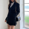 comfortable casual skirt suits  Double breasted blazer and mini skirt solid elegant skirt suits